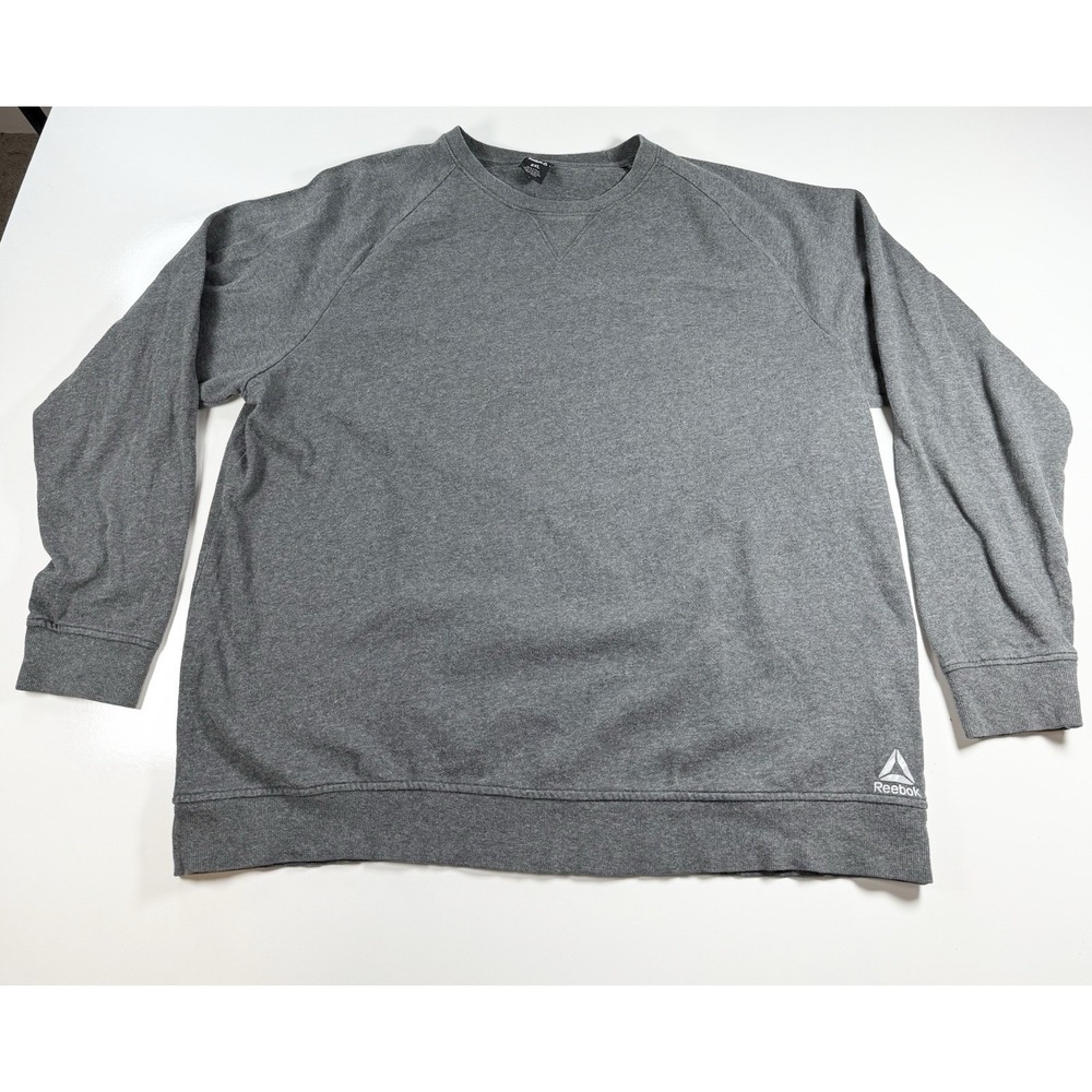 Vtg Reebok Mens Crewneck 2XL Gray Blank USA 90s Athletic‎ Sports Oversized Boxy